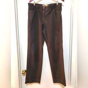 BRAX Natural Kapok Ladies Brown Casual Trousers Khakis Pants Sz‎ 14R Boho Relax
